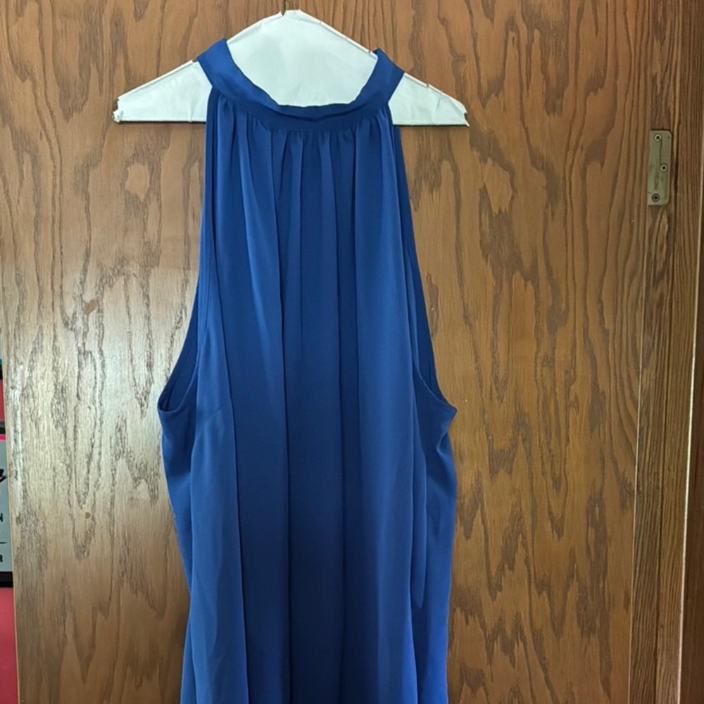 Amazon Blue Halter Sundress Casual Backless